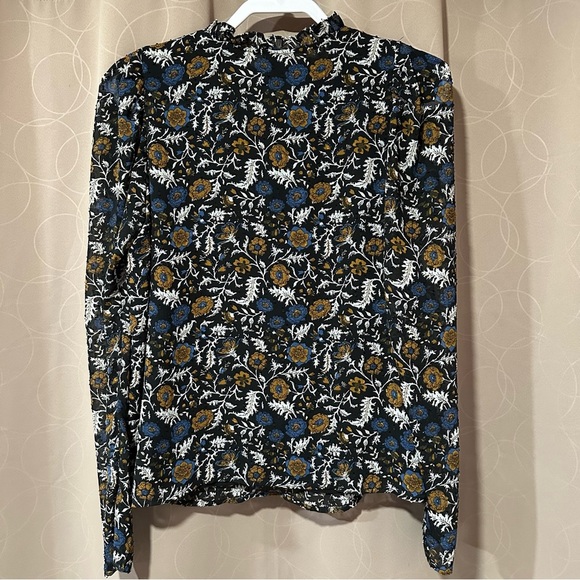 JOIE Swiss Dot Floral Print Ruffled Split Tie Neck Blouse Size Medium - Picture 4 of 5